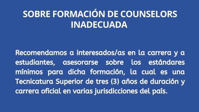 FORMACION DE COUNSELORS INADECUADA