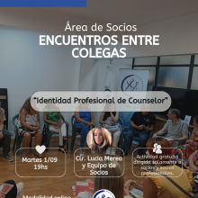 1/9 – 19hs. Te invitamos a un nuevo: “Encuentro entre Colegas”, del Área de Servicio a los Socios.
